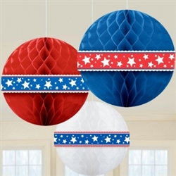 Patriotic Tissue Honeycomb Balls | Party Supplies