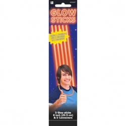 Orange Glow Sticks, 5ct | Party Supplies