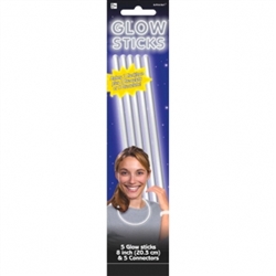 White Glow Sticks, 5ct | Party Supplies