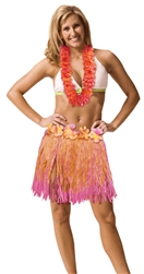 Pink/Orange Two-Tone Hula Skirt - Adult XL | Party Supplies
