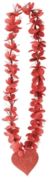 Red Flower Lei w/Heart