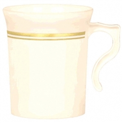 Premium Plastic Coffee Cups - Gold Trim | Party Supplies