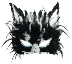 Black Cat Feather Mask | Halloween Party Supplies