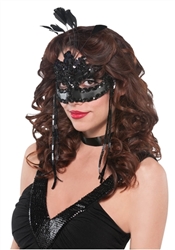 After Dark Feather Mask | Halloween Party Supplies