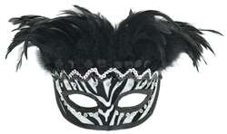 Zebra Stripe Feather Mask | Halloween Party Supplies