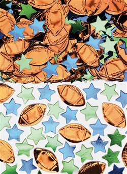 Football & Stars Metallic Confetti Mix | Football Party Supplies