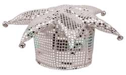 White Sequined Jester Hat | Party Supplies