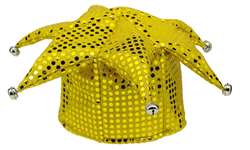 Yellow Sequined Jester Hat | Party Supplies