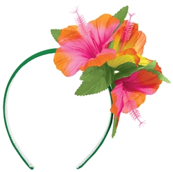 Hibiscus Headband w/Fabric Flowers | Party Supplies