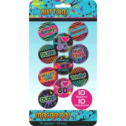 80's Buttons | Party Supplies