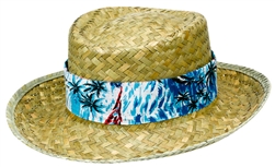 Staw Hat w/Floral Band | Party Supplies