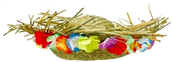 Staw Hat w/Floral Trim | Party Supplies