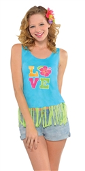 Women's Fringe Tank Top | Luau Party Supplies