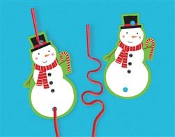 Christmas Card w/Plastic Straw | Party Supplies