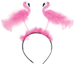 Flamingo Glitter Head Bopper w/Feathers | Party Supplies