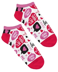 Valentine Phrases No Show Socks | Party Supplies