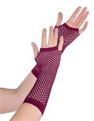 Burgundy Fishnet Long Gloves | Party Supplies
