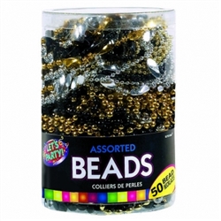Let's Party Beads Necklaces - Black, Silver & Gold, 50ct. | Party Supplies