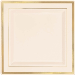 Premium 7-1/4" Plastic Square Cream Plates w/Gold Trim | Party Supplies