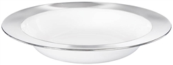 White 12oz Plastic Bowl w/Silver Border | Party Supplies