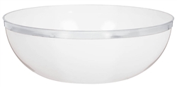 White 125oz. Plastic White Bowl w/Silver Trim | Party Supplies