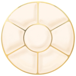 Cream 16" Plastic Compartment Tray w/Gold Trim | Party Supplies