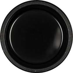 Jet Black Plastic Plates 7" 20ct | Party Supplies