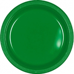Festive Green 7" Plastic Round Plates - 20ctn | Party Supplies