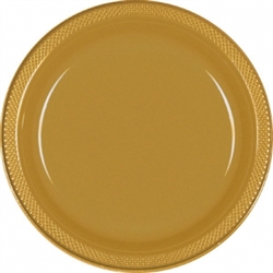 Gold 7" Plastic Plates - 20ct | Party Supplies