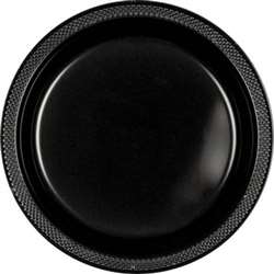 Jet Black Plastic Plates 10-1/4" 20 ct | Party Supplies