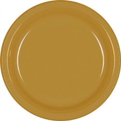 Gold 10-1/4" Plastic Plates - 20ct. | Party Supplies