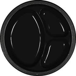 Jet Black Divided Plates, 10-1/4" 20 ct | Party Supplies