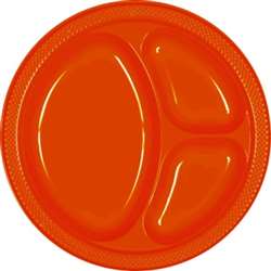 Orange Plastic Divided Plates, 10-1/4" | Party Supplies