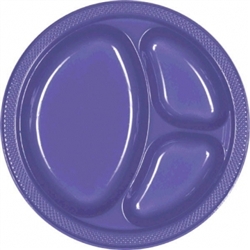 New Purple 10-1/4" Divided Plastic Round Plates | Party Supplies
