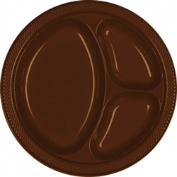 Chocolate Brown 10-1/4" Divided Plates - 20ct. | Party Supplies