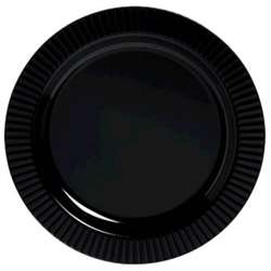 Jet Black Round Plates, 10-1/4" | Party Supplies