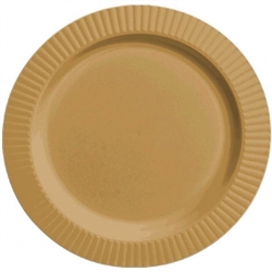 Gold Round 10-1/4" Premium Plastic Plates - 16ct. | Party Supplies