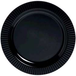 Jet Black Round Plates, 7-1/2" | Party Supplies