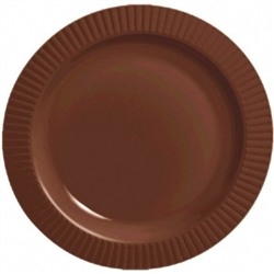 Chocolate Brown Round 7-1/2" Premium Plastic Plates | Party Supplies