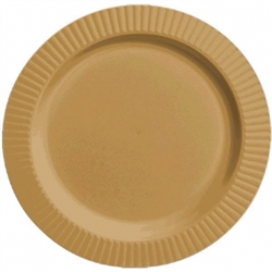 Gold Round 7-1/2" Premium Plastic Plates - 32ct. | Party Supplies