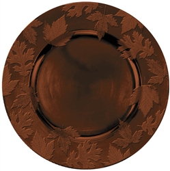 Round Embossed Charger - Brown | Party Supplies
