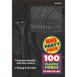 Jet Black Forks, 100 ct | Party Supplies