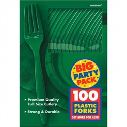 Festive Green Medium Weight Plastic Forks - 100ct | Party Supplies
