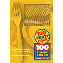 Yellow Sunshine Medium Weight Plastic Forks - 100ct | Party Supplies