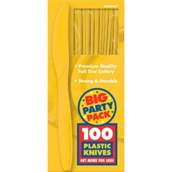 Yellow Sunshine Medium Weight Plastic Knives - 100ct | Party Supplies