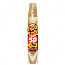 Gold 12 oz. Plastic Cups - 50ct. | Party Supplies