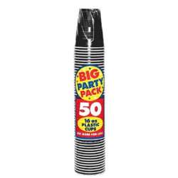 Jet Black Cups, 16 oz 50 ct | Party Supplies