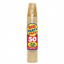 Gold 16 oz. Plastic Cups - 50ct. | Party Supplies