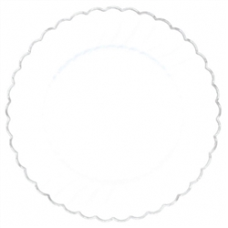 Scalloped 10" Plastic White Plate w/Metal Trim | Party Supplies