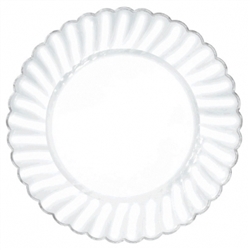 Scalloped 10" Plastic Clear Plate w/Metal Trim | Party Supplies